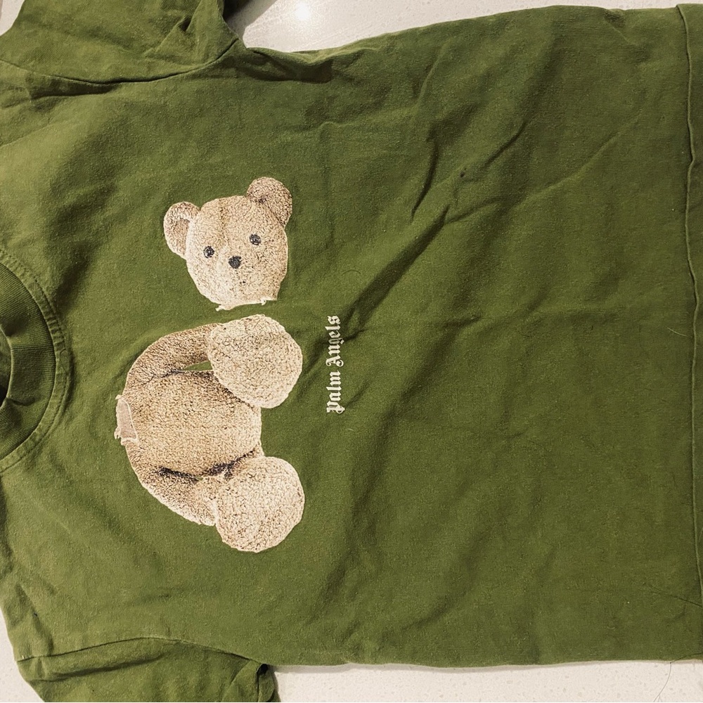 Palm Angels Kids Olive Teddy Graphic Tee